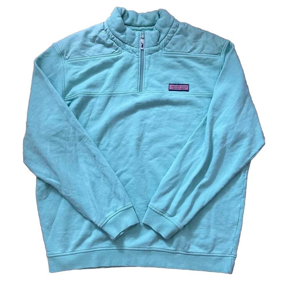 Vineyard Vines Sweater Men's‎ XL Mint Green Heavy Pullover Quarter Zip Sweater
